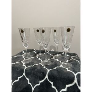 Royal Crystal Rock 8” Lead Crystal Champagne Flute Glass Italy Set of 6